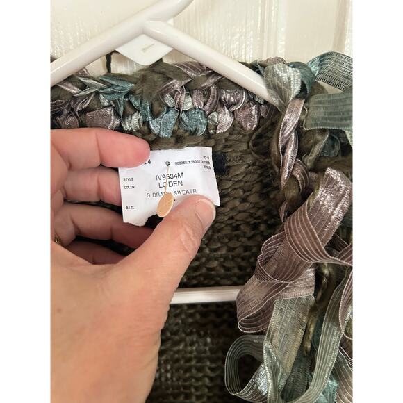 Sharagano Loden Green Ribbon Ruffle Sweater Vest Size Medium‎ NWT - Picture 4 of 5